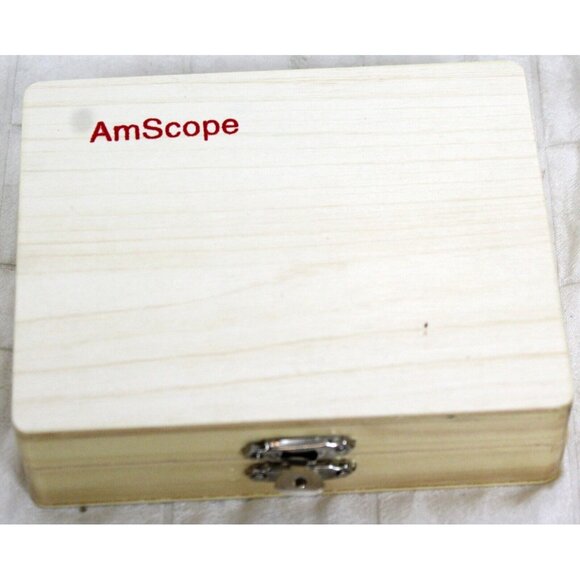 AmScope Science 25 Prepared Slides Microscope Biology Wooden Box List Specimen - Picture 2 of 10